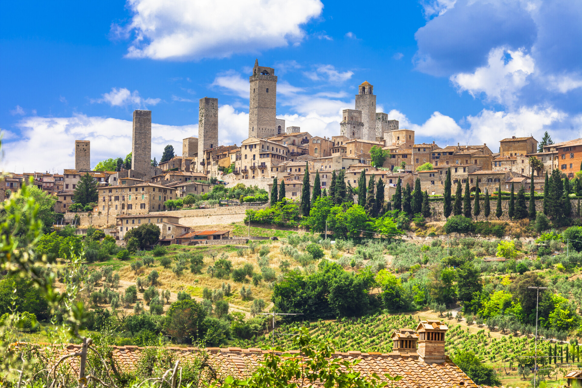 Krajobrazy Włoch. średniowieczne San Gimignano - Toskania