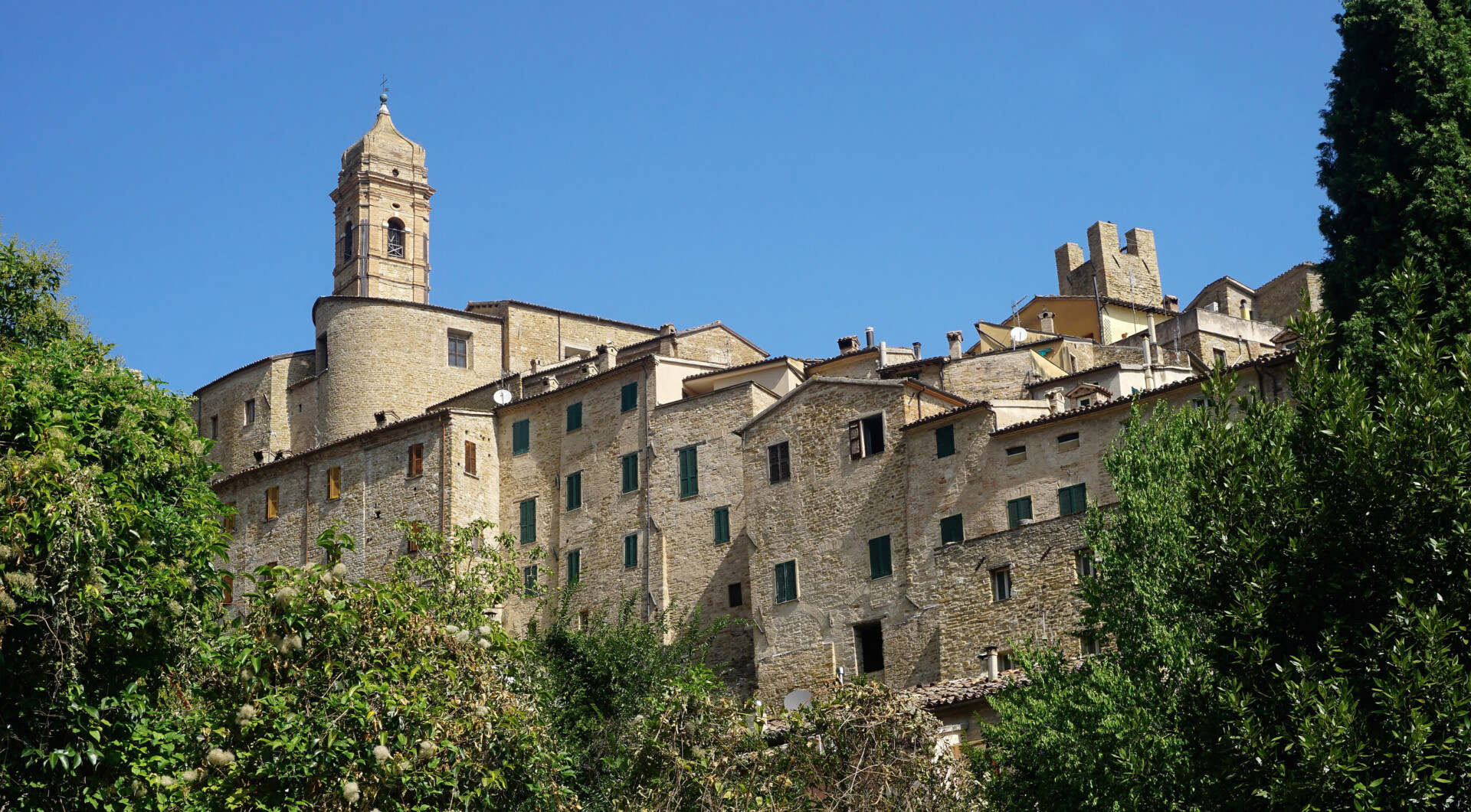 Views of the little town of Serra san Quirico in the Marche region of Italy