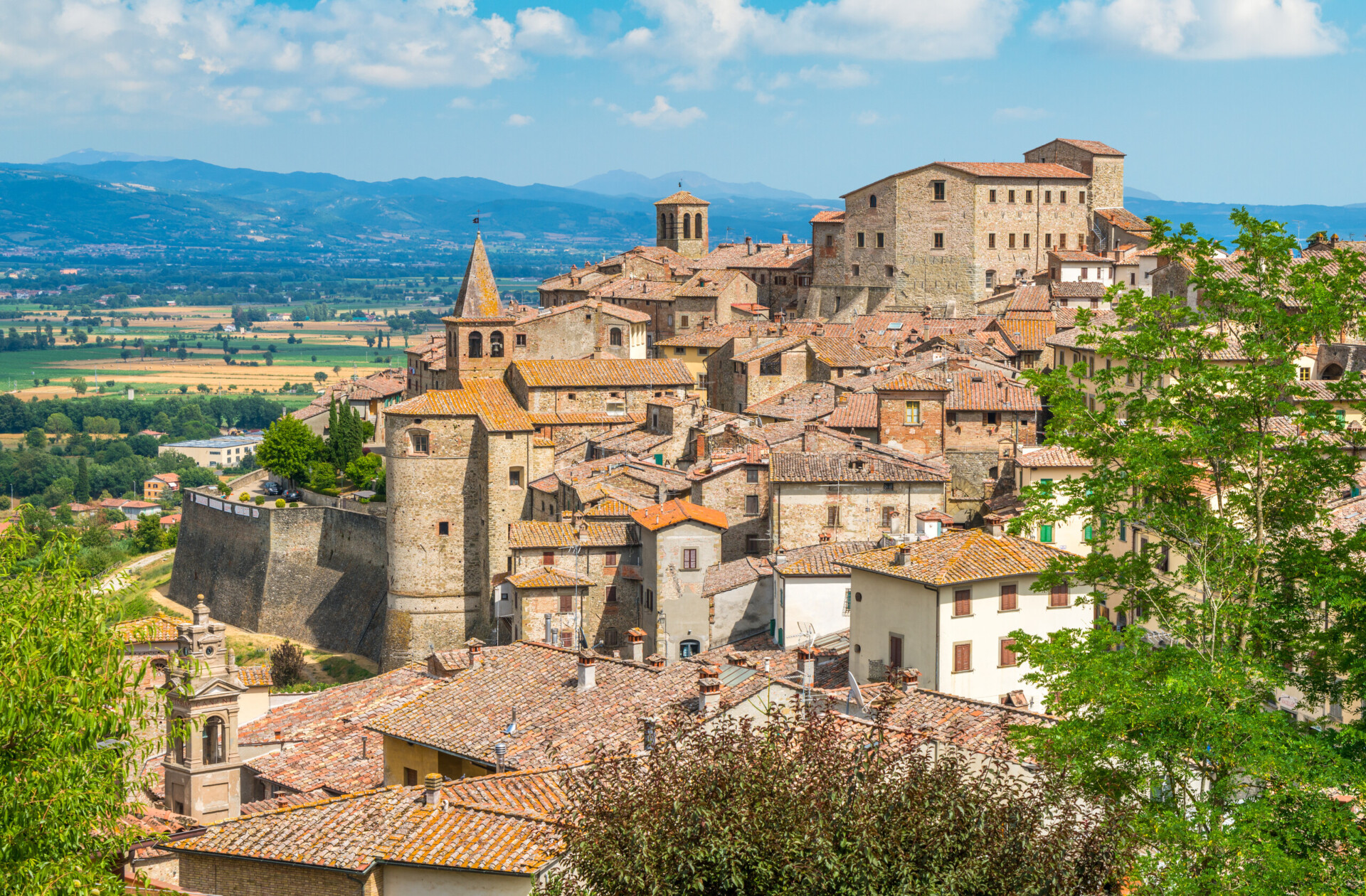 Panoramic view of Anghiari, in the Province of Arezzo, Tuscany, Italy.