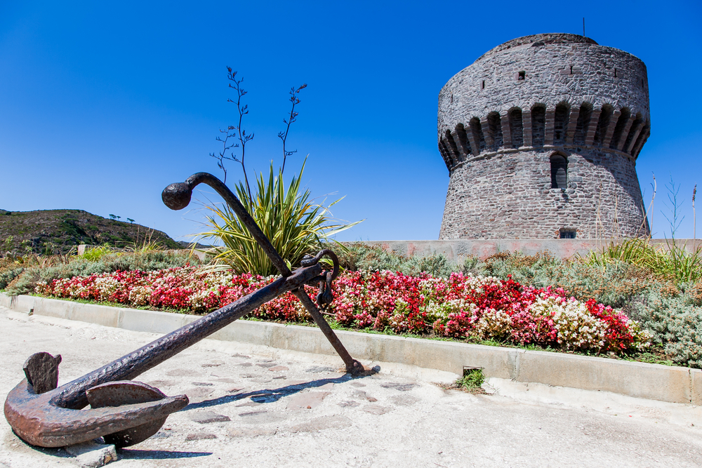 Capraia Island, Arcipelago Toscano National Park, Tuscany, Italy - the tower of the port with sea views