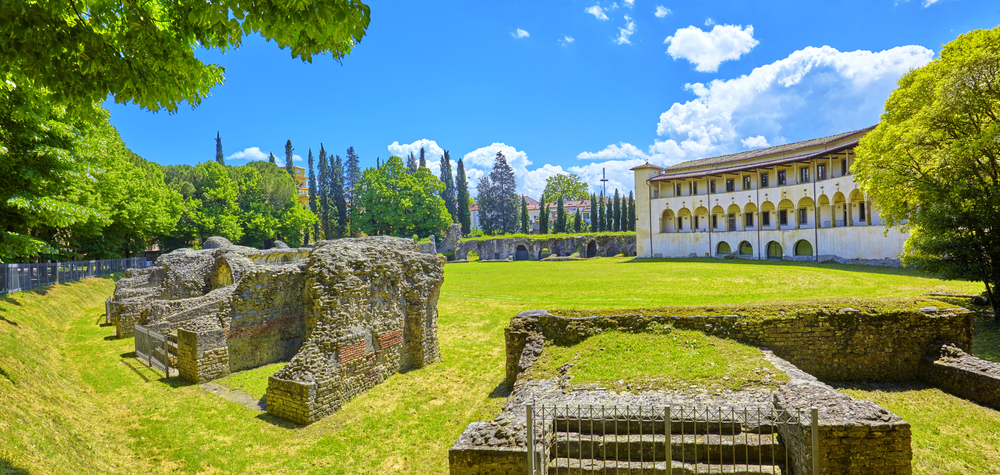 Roman amphitheater of Arezzo, Tuscany, Italy.