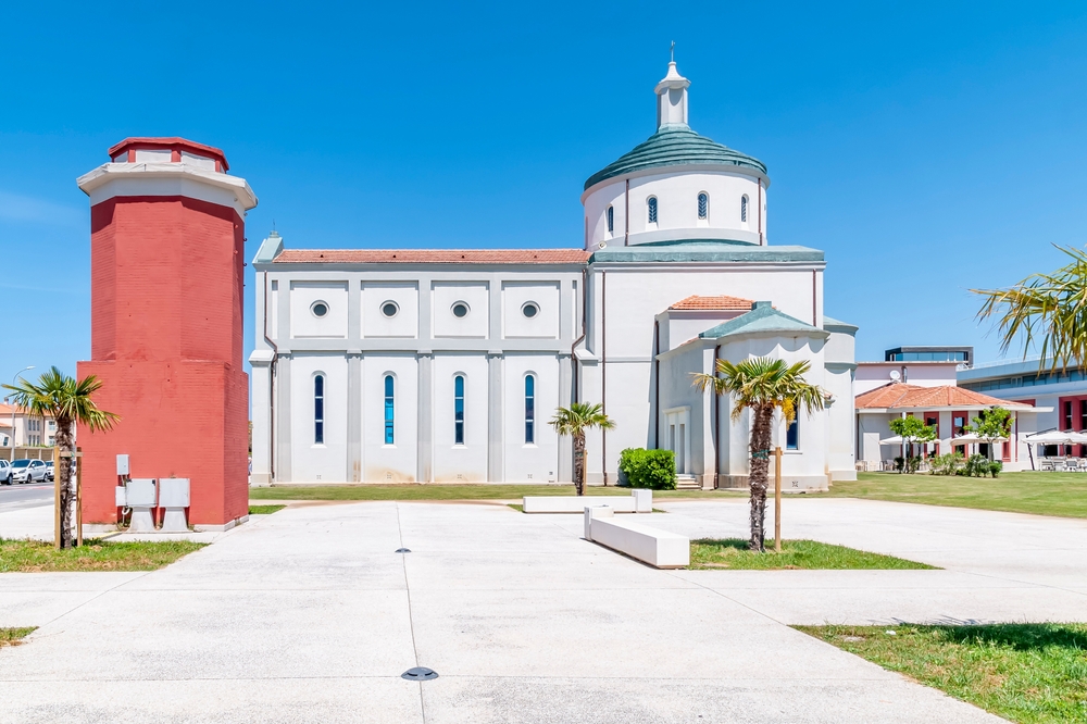 The church of Santa Rosa in Calambrone, Pisa, Italy, on a sunny day