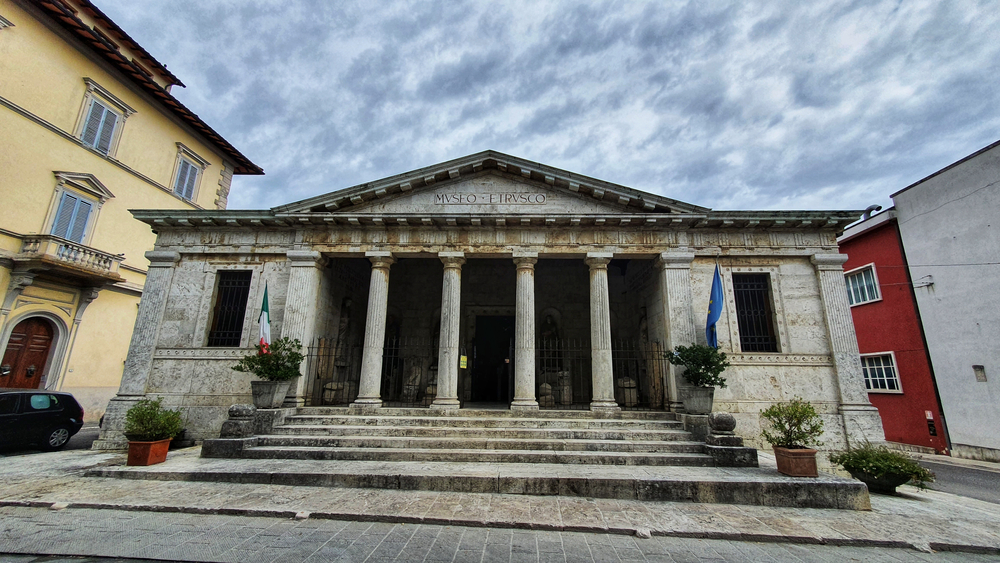 CHIUSI, ITALY - August 2020: "Museo Archeologico Nazionale di Chiusi", exterior of Etruscan Museum of Chiusi in province of Siena, Tuscany.