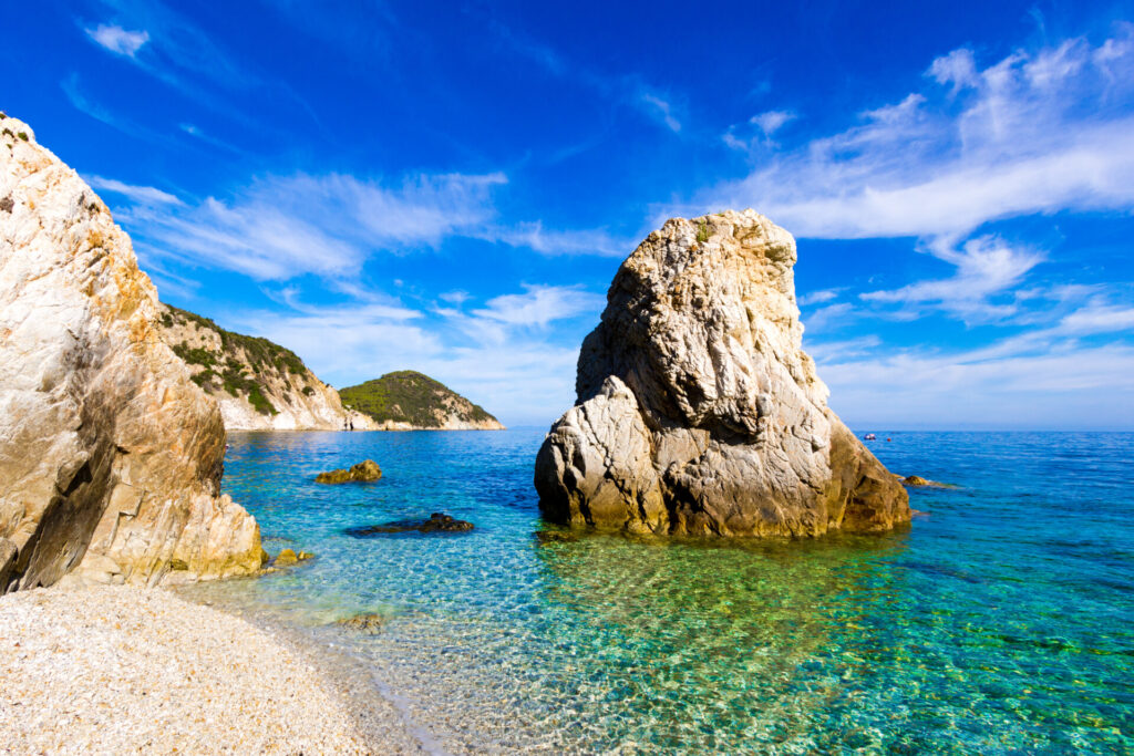 The beach of Sansone is considered one of the most beautiful beaches of Elba Island, Italy