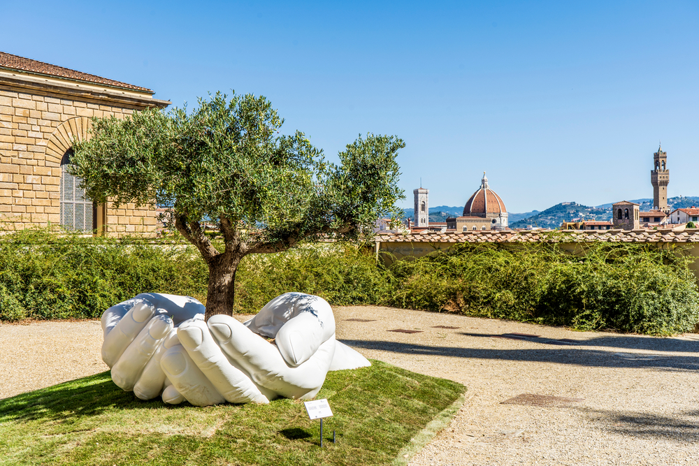 Florence, Italy - September 8, 2020: Panoramic view of Florence city center, seen from Boboli Gardens, beside Palazzo Pitti, Florence city center, Tuscany region, Italy